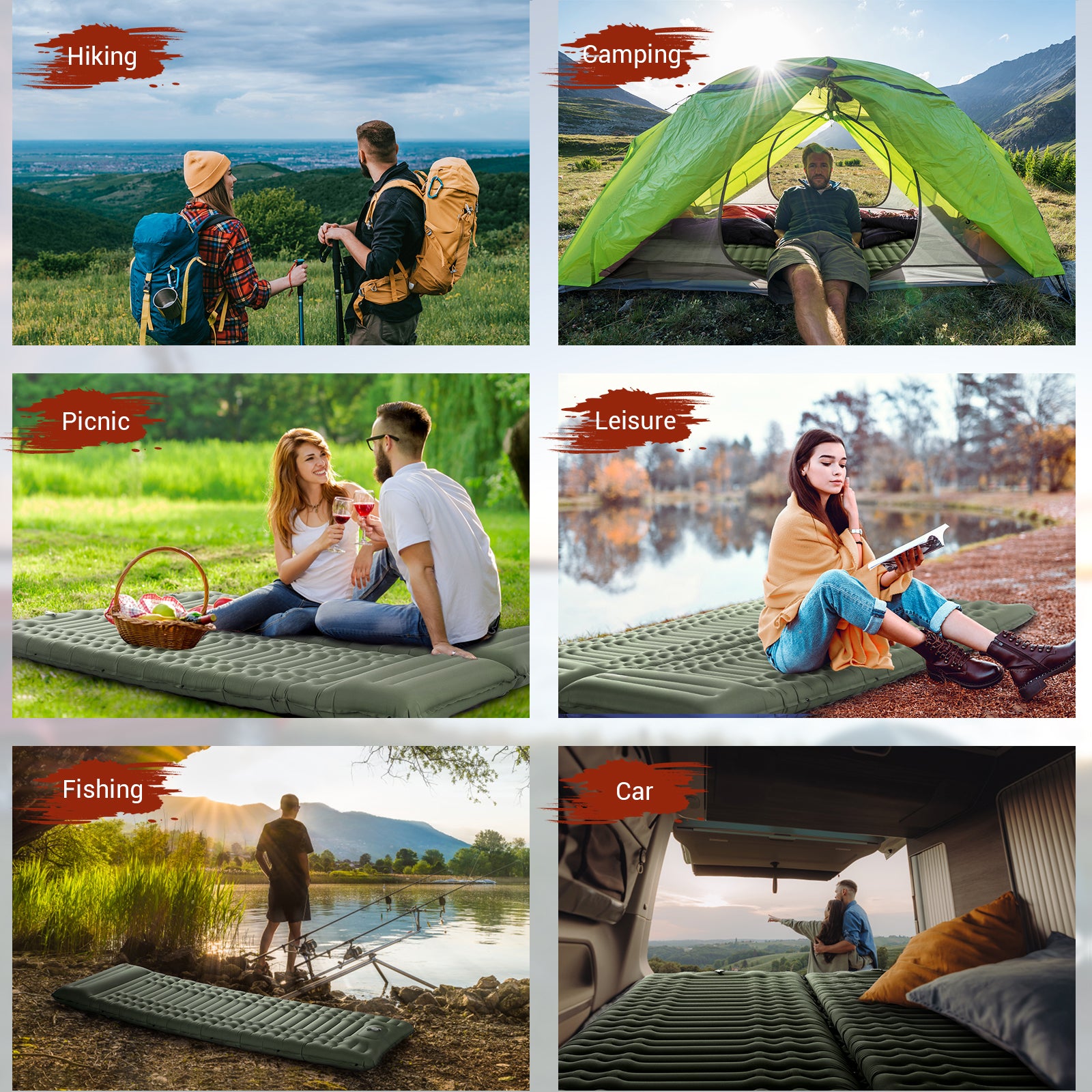 CumbreX Self Inflating Sleeping Pad for Camping, 4" Ultra-Thick Camping Mattress Pad with Pillow Built-in Foot Pump, Portable Sleeping Mat for Backpacking, Hiking, Tent