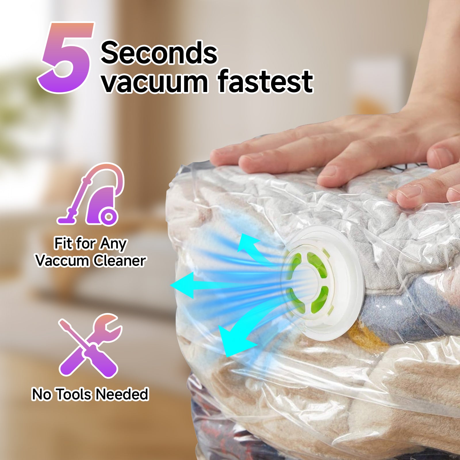 Elegear Cube Vacuum Storage Bag-4 Pack (2 Jumbo + 2 Medium) Extra Large Space Saver Bags, Large Capacity Clothing Storage Bags for Clothes Pillows Comforters Quilts Blankets