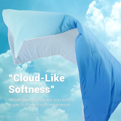 Elegear Cooling Comforter Absorbs Body Heat to Keep Cool, Double-Sided Cooling Blanket for Hot Sleepers Arc-Chill Cool Fabric Q-Max>0.5, Lightweight Summer Comforter Cold Blanket, Gradient Dark Blue