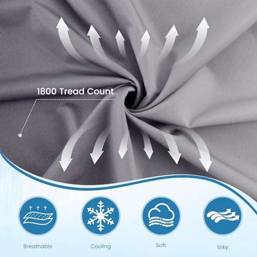2 Pack Gray Cooling Pillowcases – Breathable, Soft, Skin & Hair Protecting