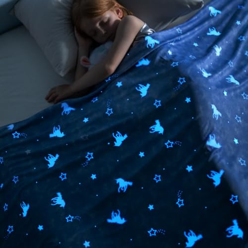 Elegear Kinderfreundliche Leuchtende Blau Einhorn Sommer Kühlende Decke