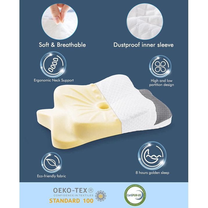 Memory Foam Pillow, Cervical Pillow for Neck Pain Relief