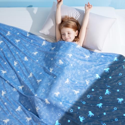 Elegear Kinderfreundliche Leuchtende Blau Einhorn Sommer Kühlende Decke