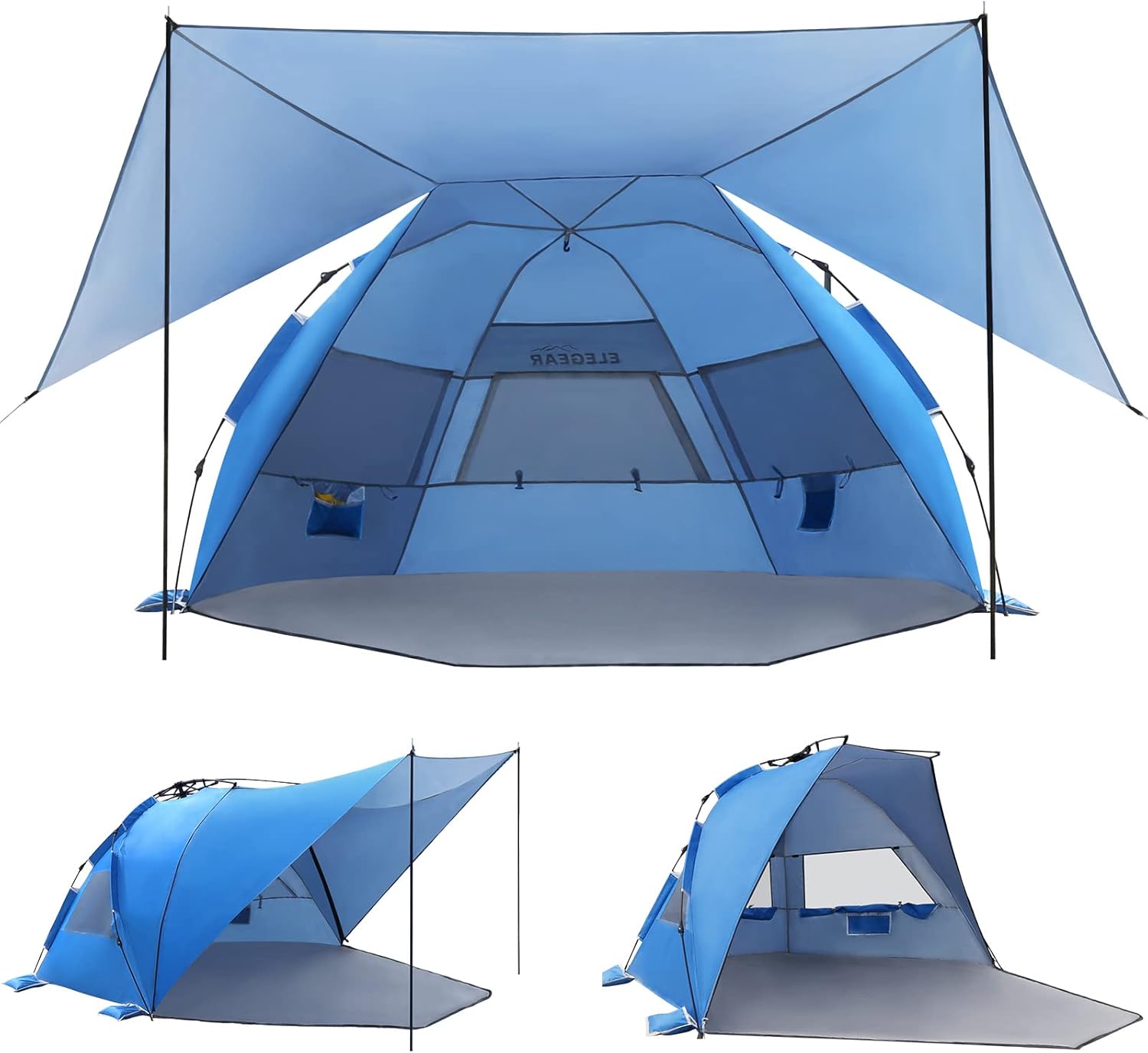 Elegear 4-6 Person Pop-Up Beach Tent with 360° Canopy, UPF 50+ Protection