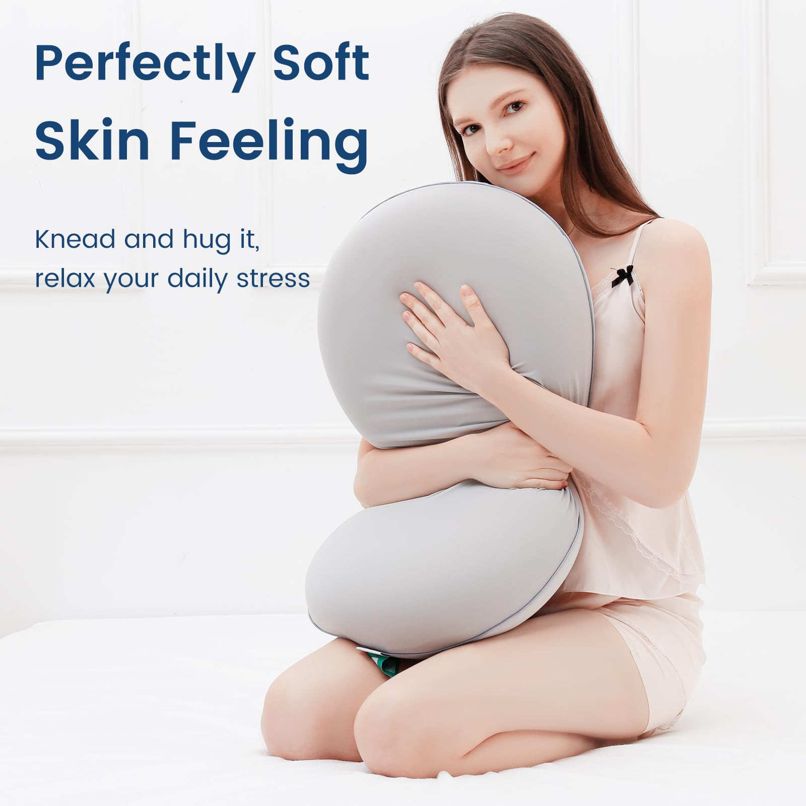 وسادة عنق فوم إليجير للنوم على الجانب أو الظهر، رمادي