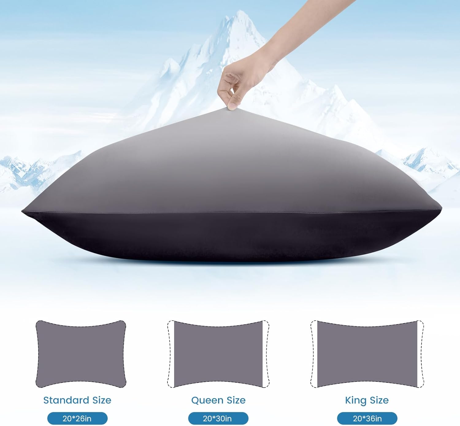 2 Pack Gray Cooling Pillowcases – Breathable, Soft, Skin & Hair Protecting