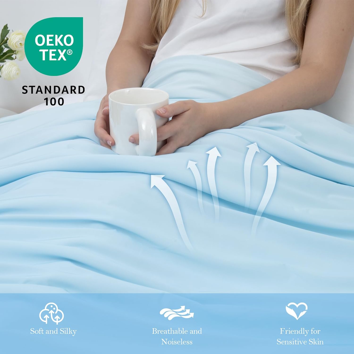 Elegear Arc-Chill Cooling Comforter, Q-Max > 0.5, Breathable & Soft, Gradient Blue