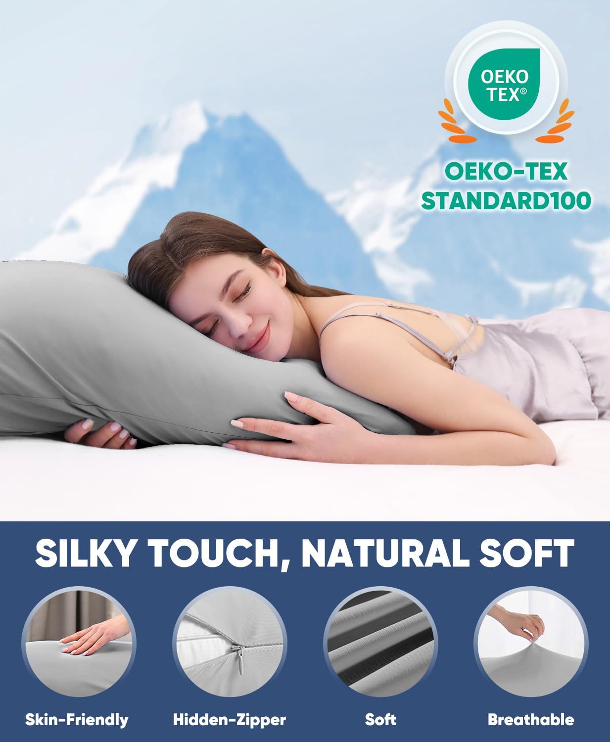 2-Pack Premium Silky Super Cooling Dark Gray Pillowcases – Arc-Chill Extreme Q-Max 0.5