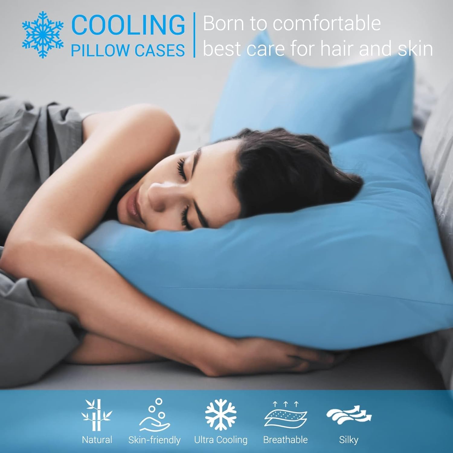 Premium Seidige Super Kühlende Kissenbezüge Arc-Chill Extreme Q-Max 0,5 von 2er Pack