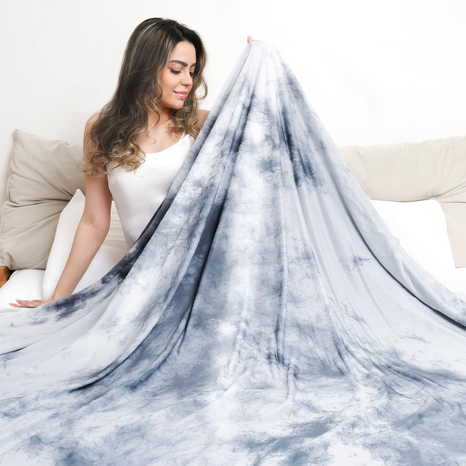 Elegear Tie-Dye Cooling Blanket – Q-Max > 0.5, Double-Sided & Stylish Color Gray