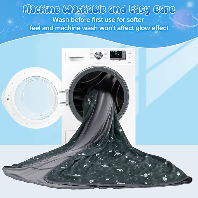 Glow-in-the-Dark Cooling Blanket For Kids– Q-Max > 0.5, Double-Sided Color Black