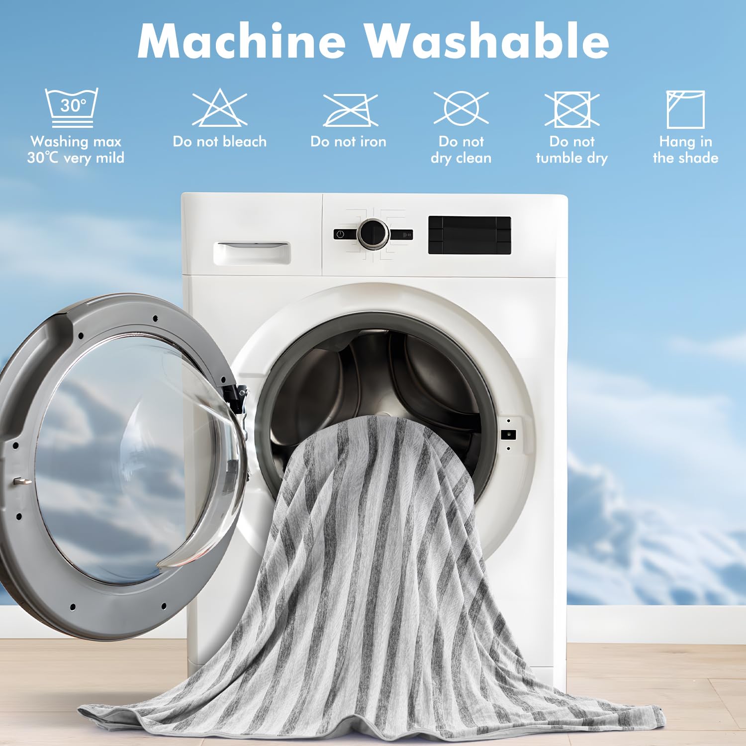 Elegear Dual-Sided Cooling Blanket –Striped Design, Arc-Chill Q-Max > 0.5, Grey