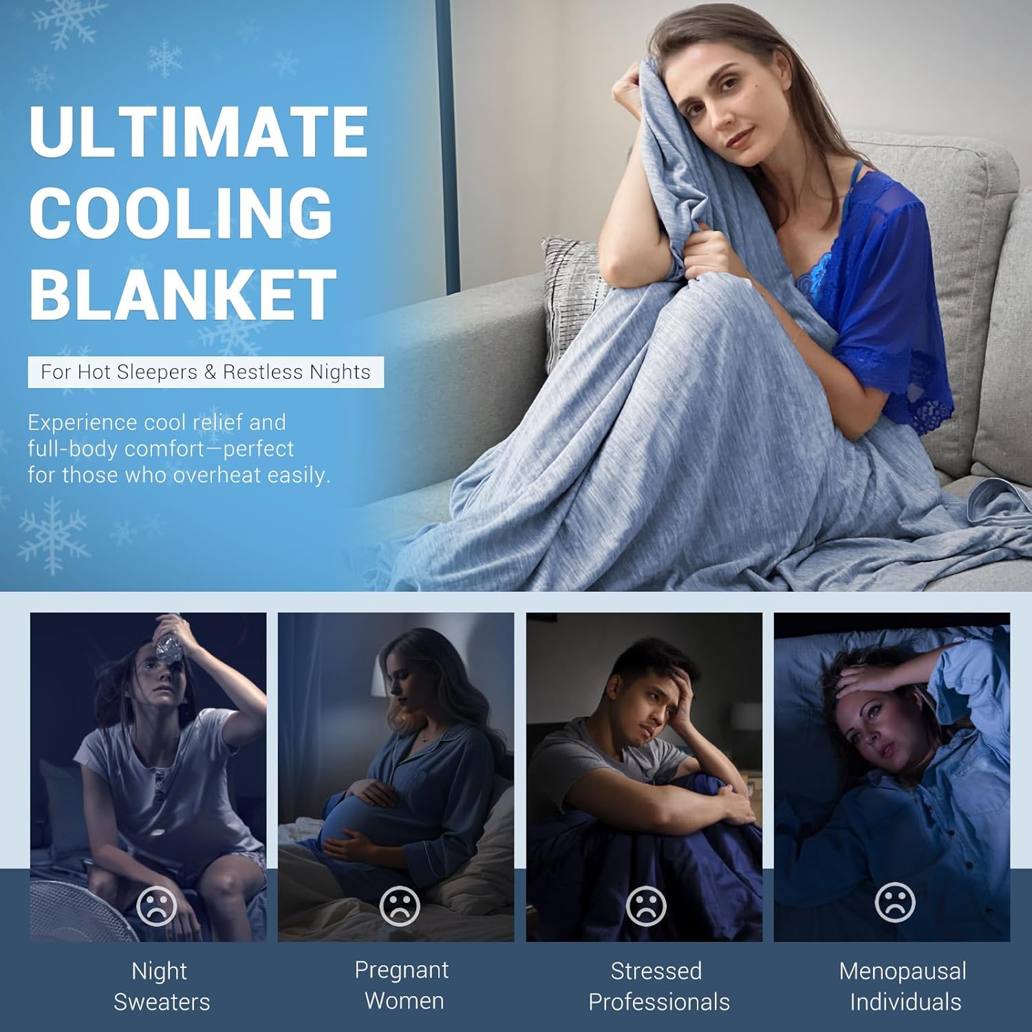 Elegear Blue Cooling Blanket – Arc-Chill 3.0, Q-Max>0.5, Multi-Size Options