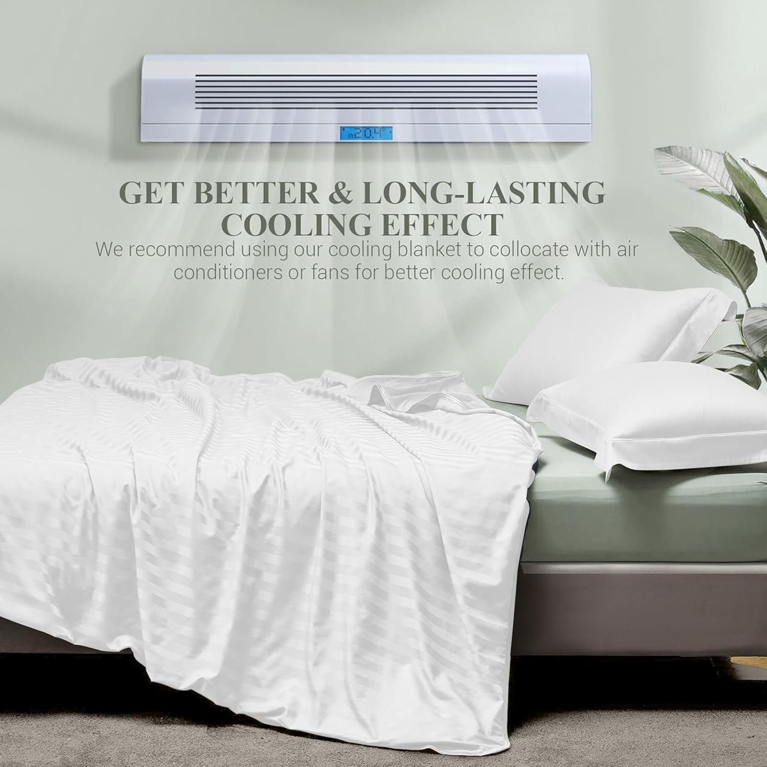 Arc-Chill® 3.0 Cooling Fabric Q-max > 0.5 Ultra-Soft White Striped Blanket of White