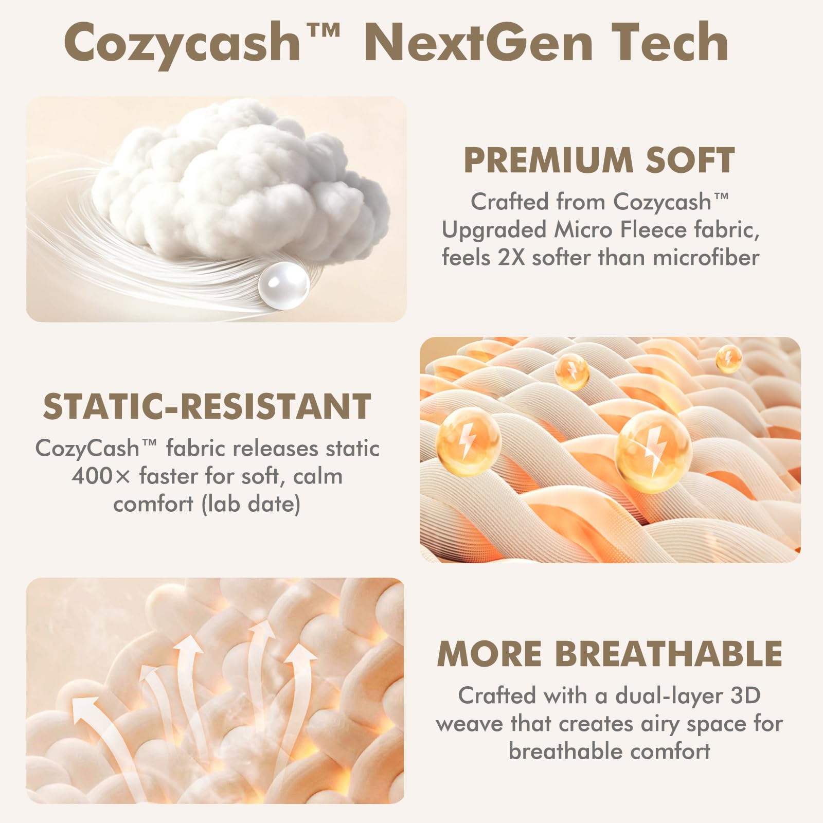 Elegear Comforter Set - Gray, Reversible Ultra-Soft Micro Fleece, PCM Temperature-Regulating, Lightweight All-Season Bedding Set (3 Pieces)