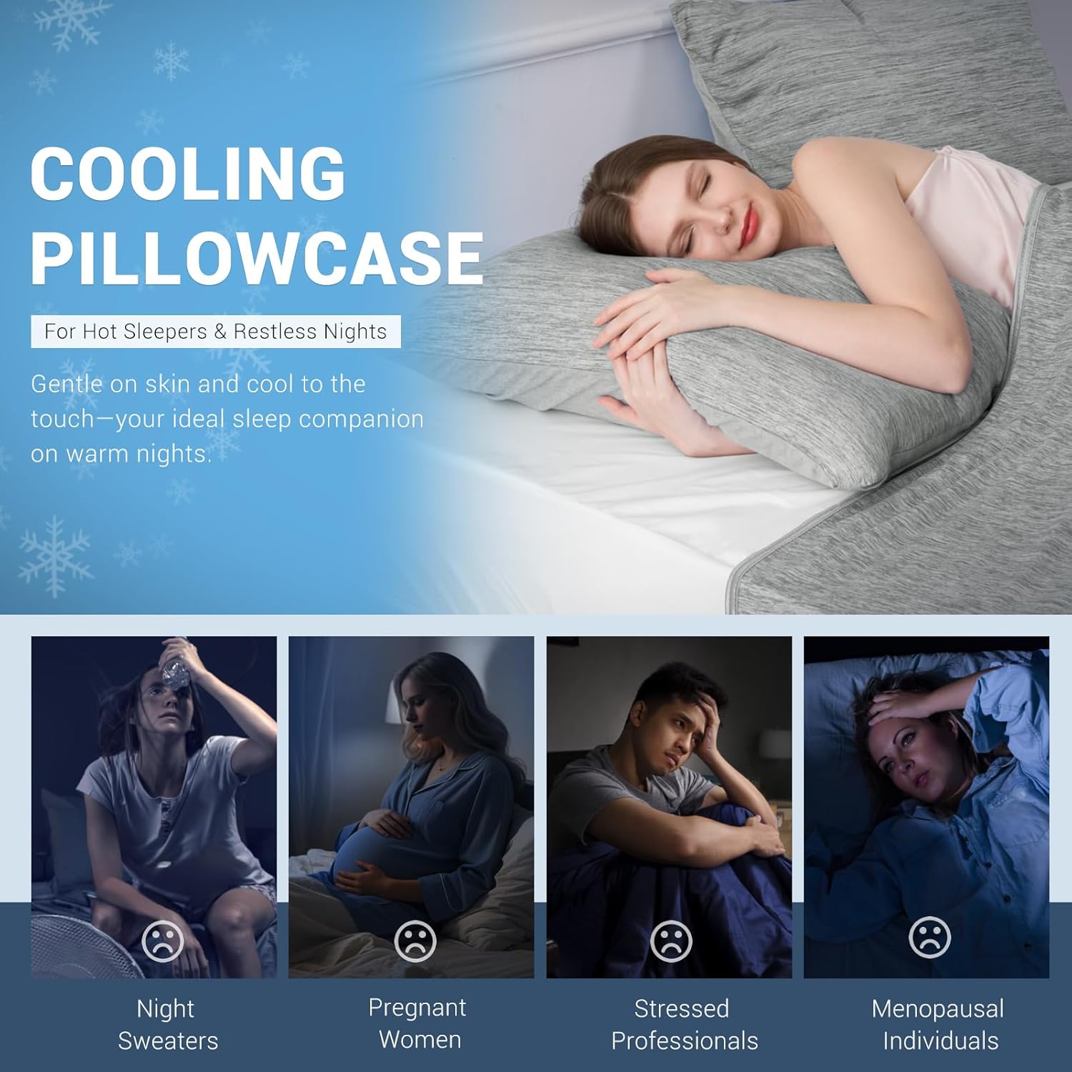 Revolutionary Gray Cooling Pillowcases Set of 2 – Arc-Chill Pro Q-Max 0.4