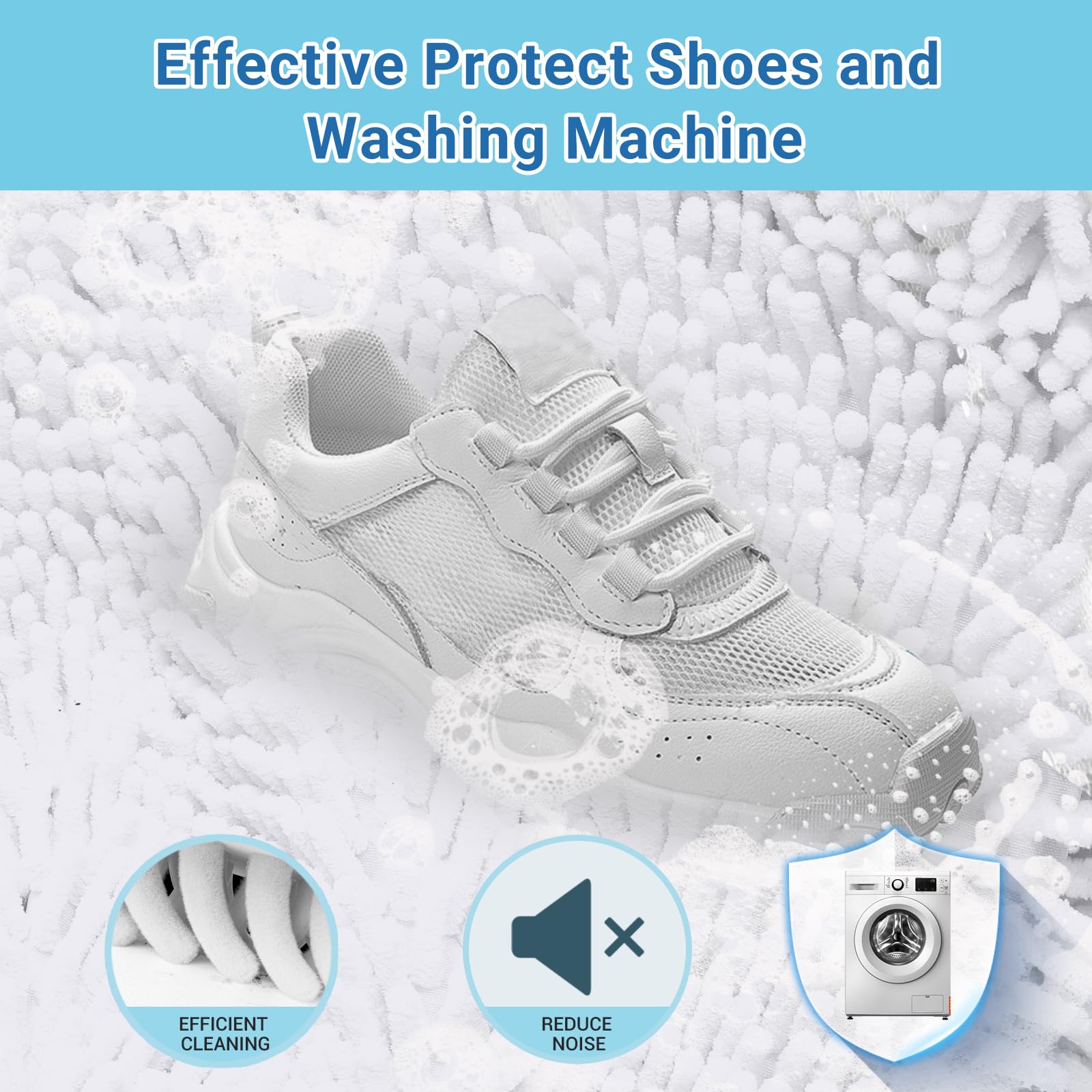 Teletrogy Large Shoe Bag for Washing Machine, Two-Zone Design, 2 Mesh Pockets, One-Step Wash for Complete Cleaning, Durable Invisible Zipper Sneaker Laundry Bag Home Dorm Essentials 9.45" x 13.8"