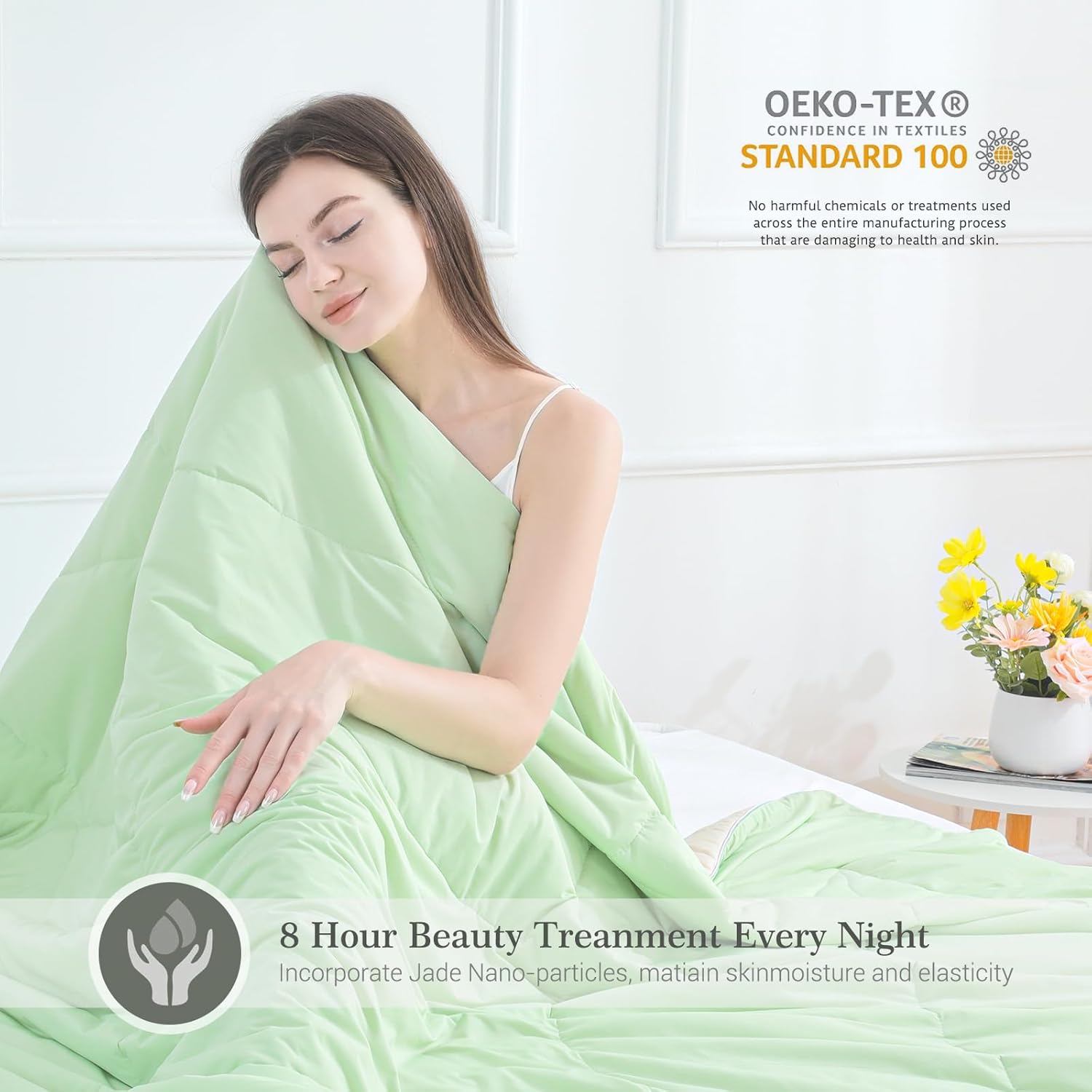 Ultra Soft Cloudy 3D Cooling Comforter Arc-chill Extreme Q Max 0.5-Green & Beige