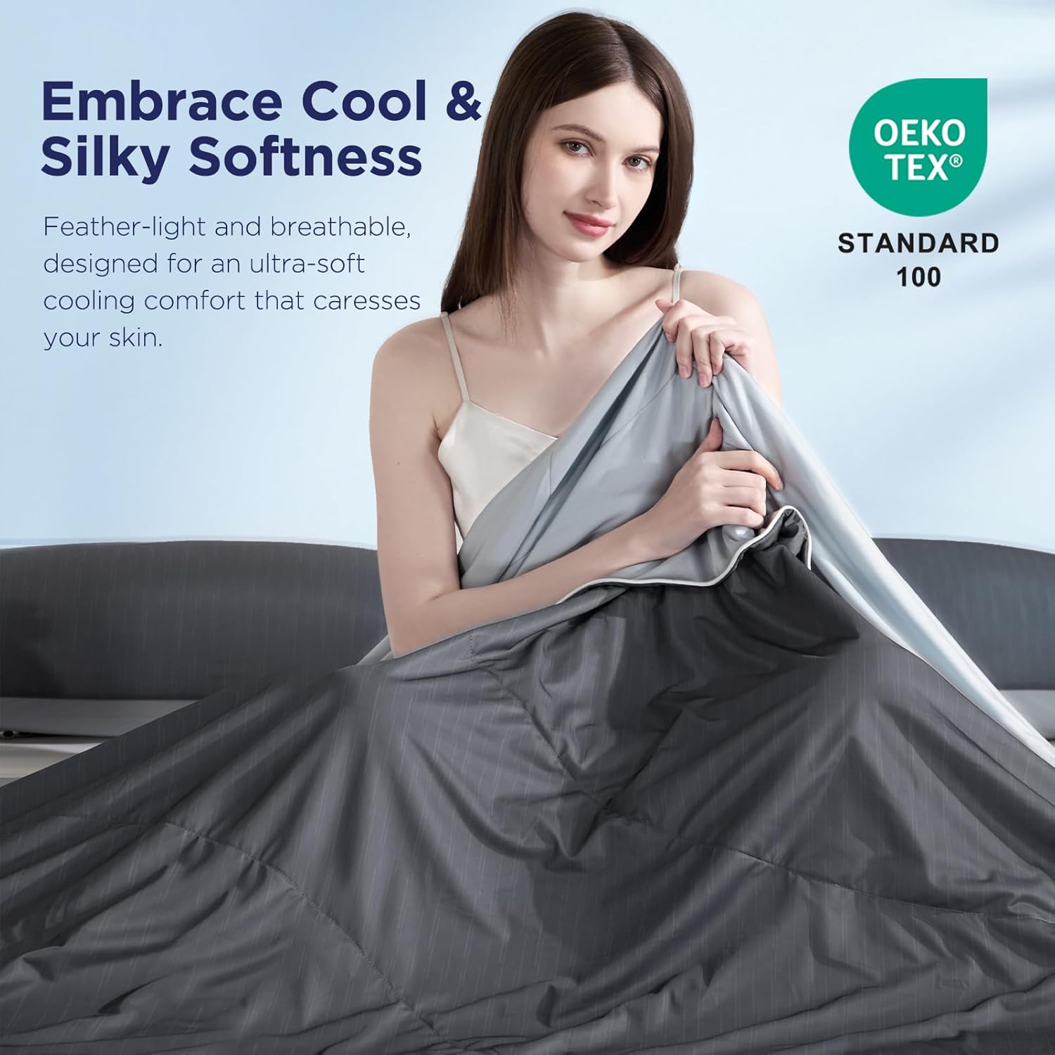 Arc-Chill 3.0 – Q-max>0.55 Featherlight & Breathable Gray Cooling Comforter