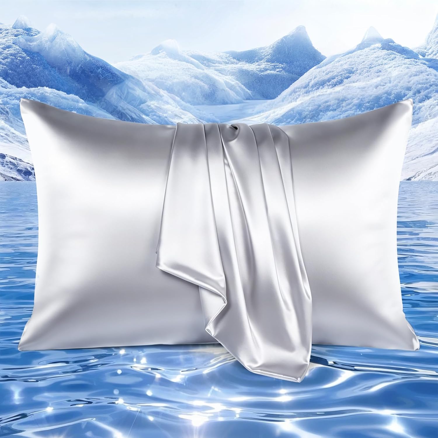 Elegear Arc-Chill Cooling Pillowcases Q-max>0.5, 2-Pack, Soft & Hair-Friendly- Silver Gray
