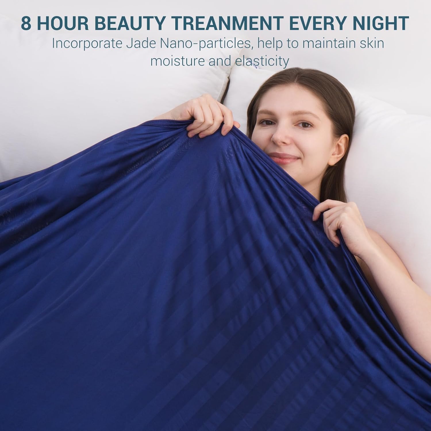 Elegear Cooling Blanket – Q-Max > 0.5, Striped & Breathable for Hot Sleepers of Navy Blue
