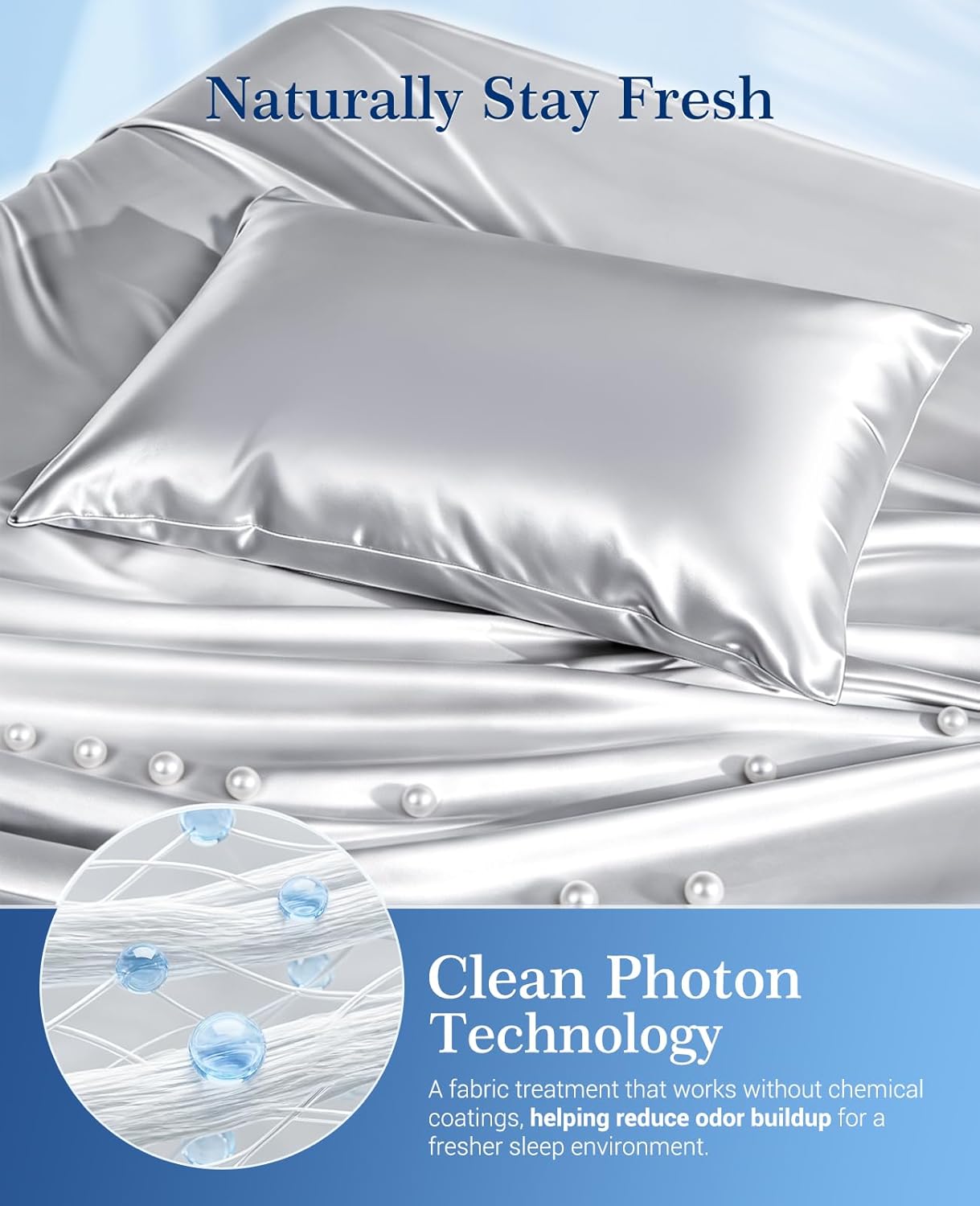 Elegear Arc-Chill Cooling Pillowcases Q-max>0.5, 2-Pack, Soft & Hair-Friendly- Silver Gray