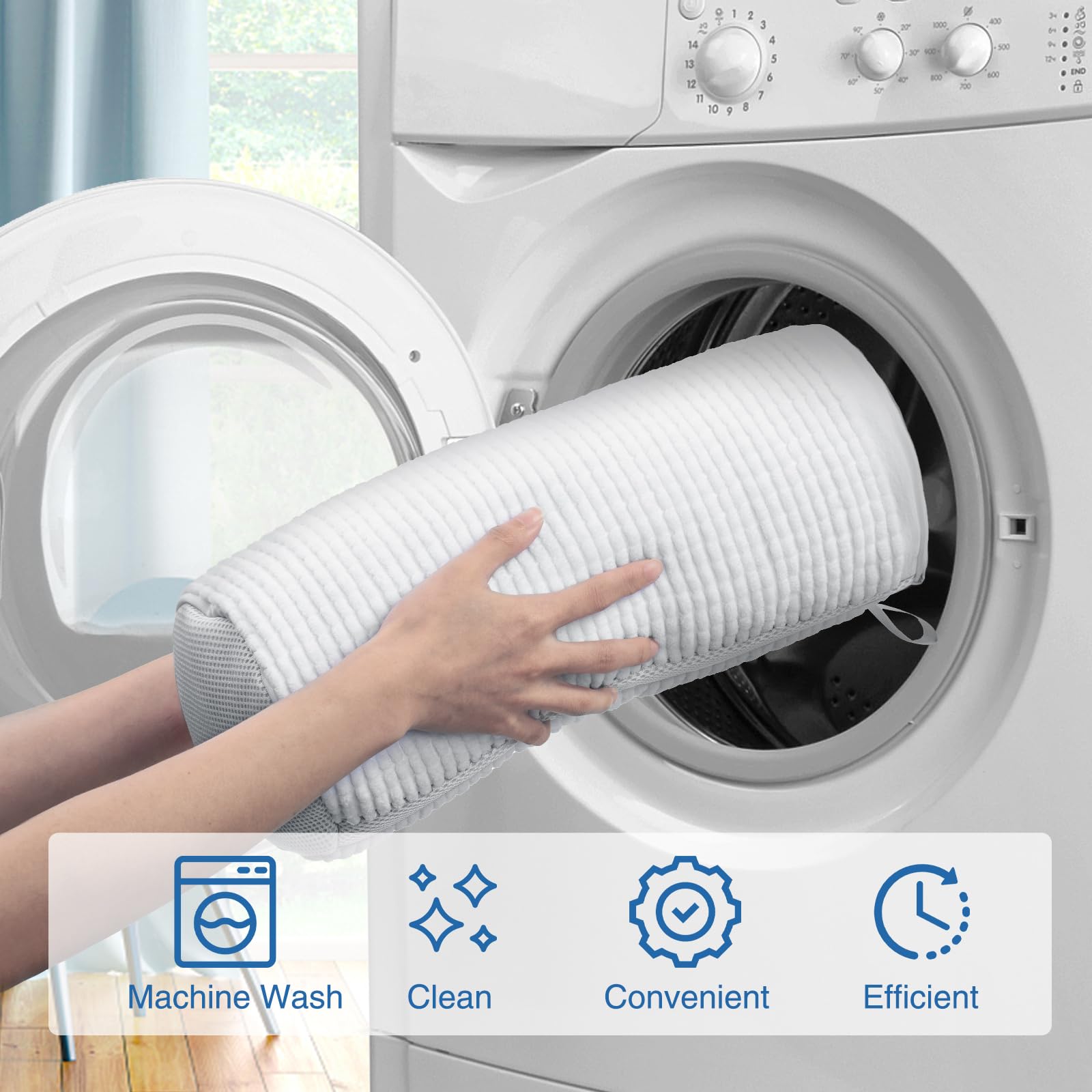 Teletrogy Shoe Washing Bag for Washing Machine, Fluffy Fibers Keep 360° Wrap-around Cleaning, Adjustable Shoe Trees, Durable Hidden Zipper Reusable Laundry Bag for Sneaker Gym Shoes White