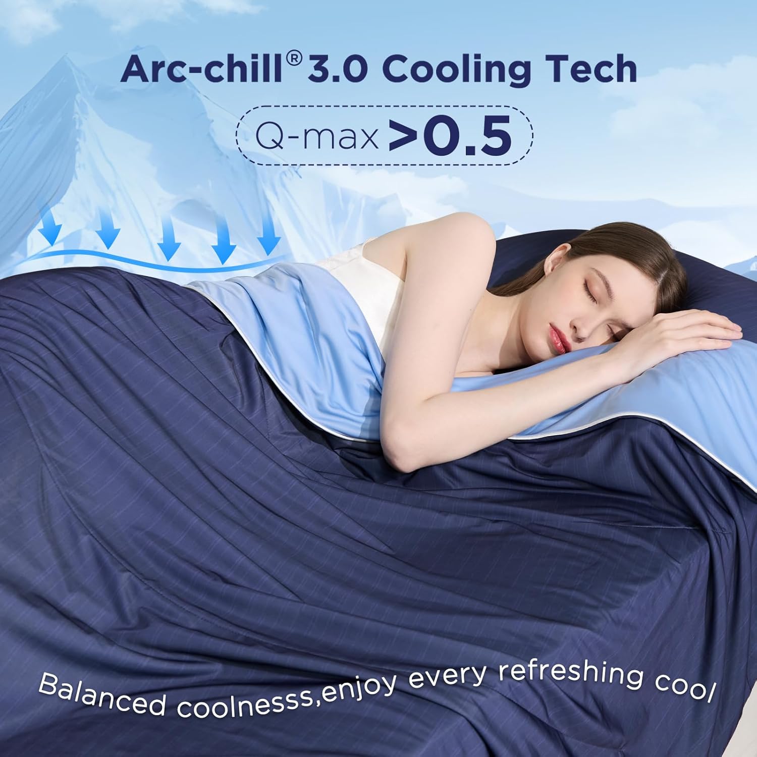 Arc-Chill 3.0 – Q-max>0.55 Featherlight & Breathable Dark Blue Cooling Comforter