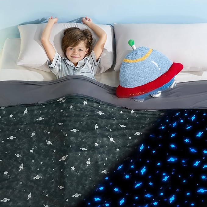 Glow-in-the-Dark Cooling Blanket For Kids– Q-Max > 0.5, Double-Sided Color Black
