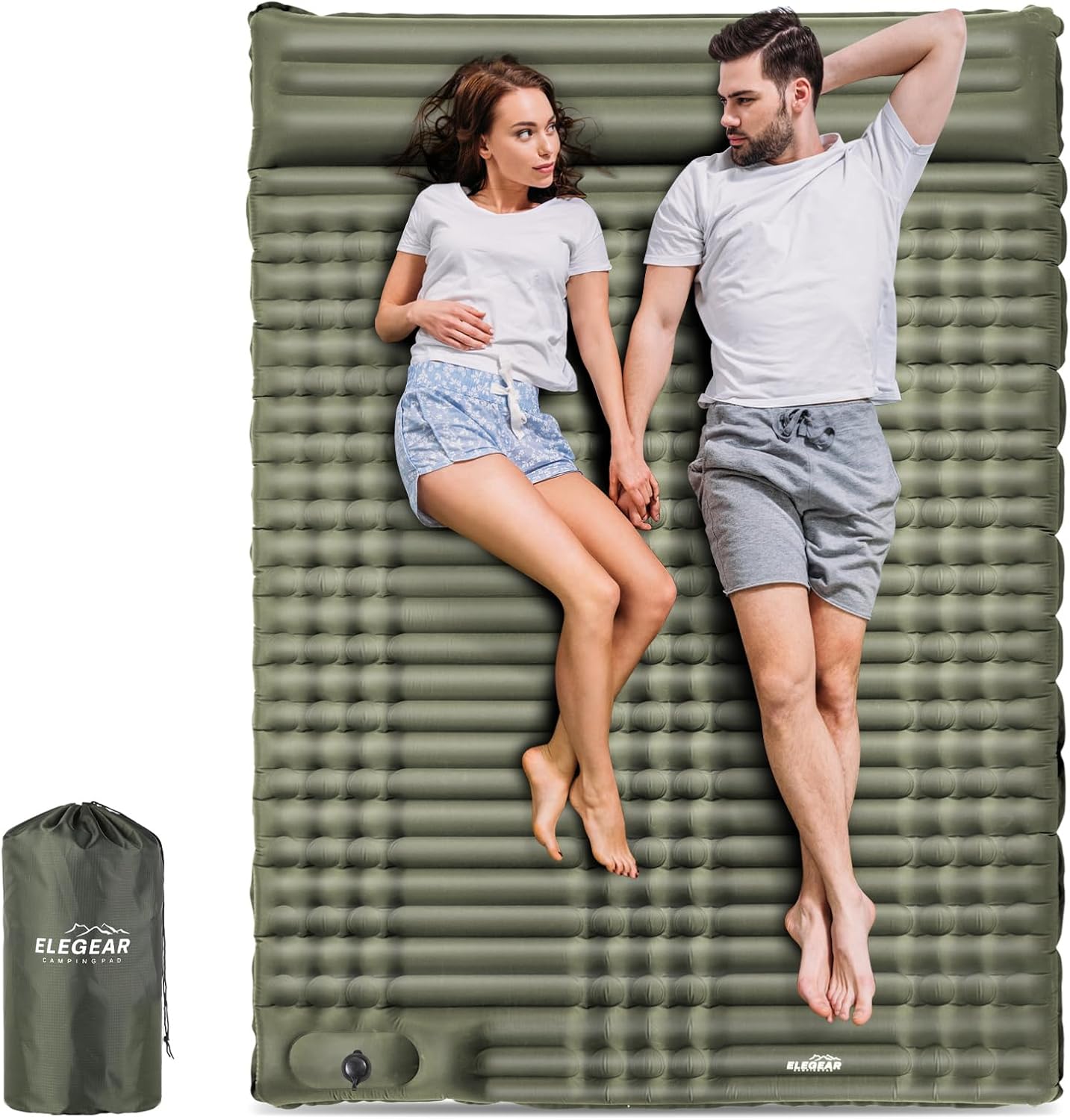 Double Sleeping Pad for Camping, Ultralight Self Inflating Camping Pad for 2 Person