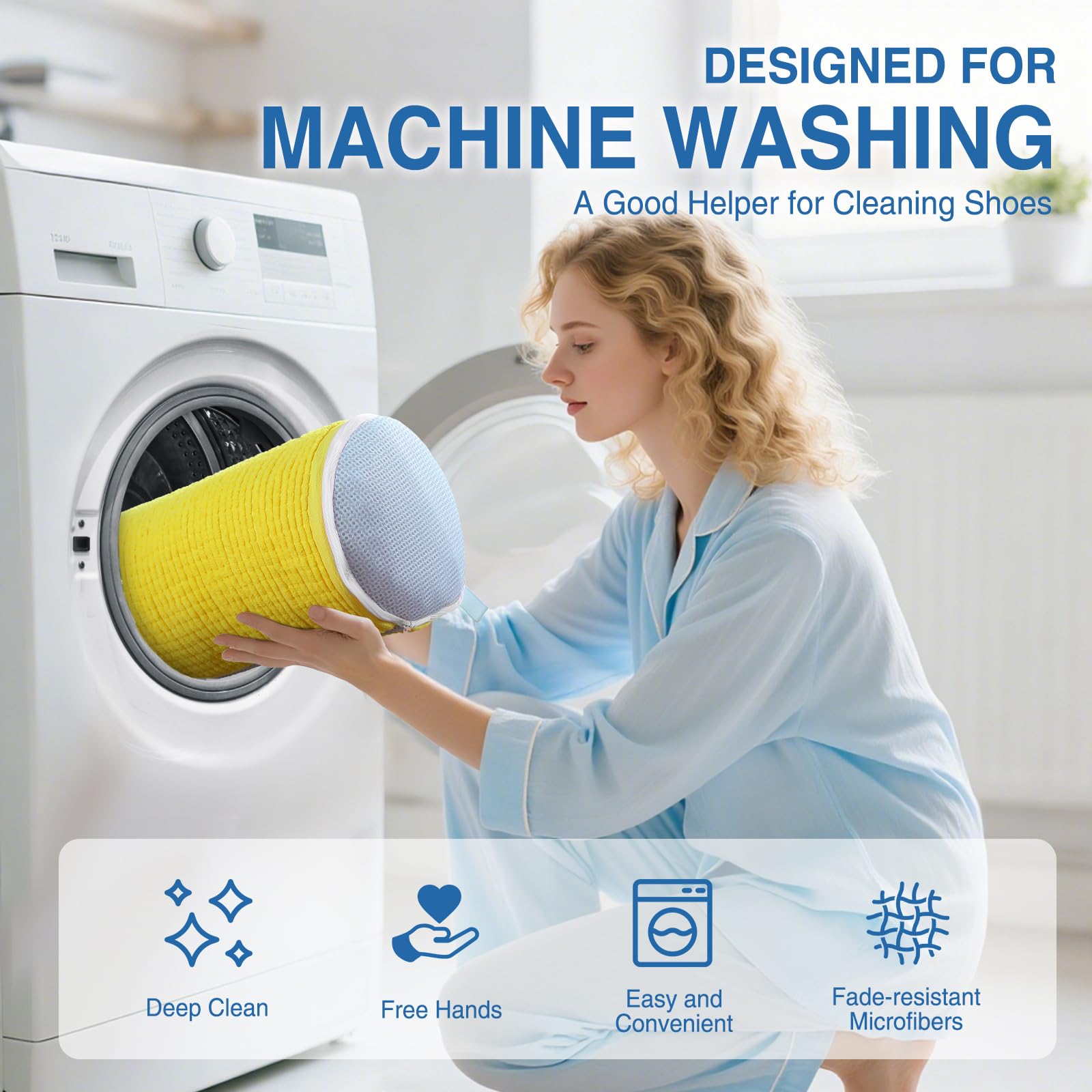 Teletrogy Shoe Washing Machine Bag 2PCS, Reusable Durable Zipper Laundry Bag Shoe Washing Bag for Washer and Dryer, Sneaker Tennis Cleaning Bags, Yellow