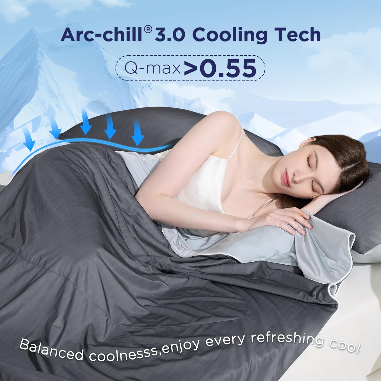 Arc-Chill 3.0 – Q-max>0.55 Featherlight & Breathable Gray Cooling Comforter