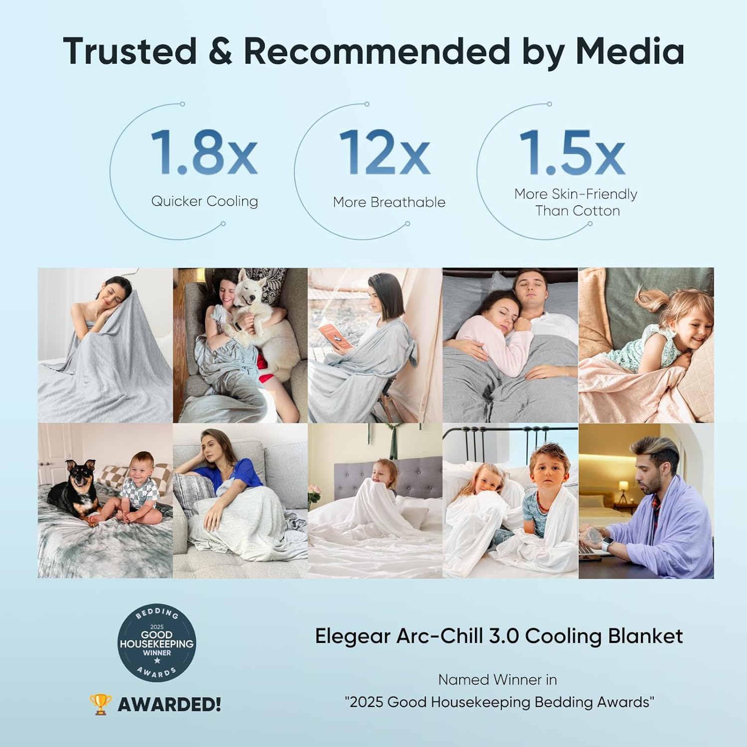 গ্রীষ্মকালীন শ্বাসপ্রশ্বাসযোগ্য ধূসর স্ট্রাইপযুক্ত শীতল কম্বল