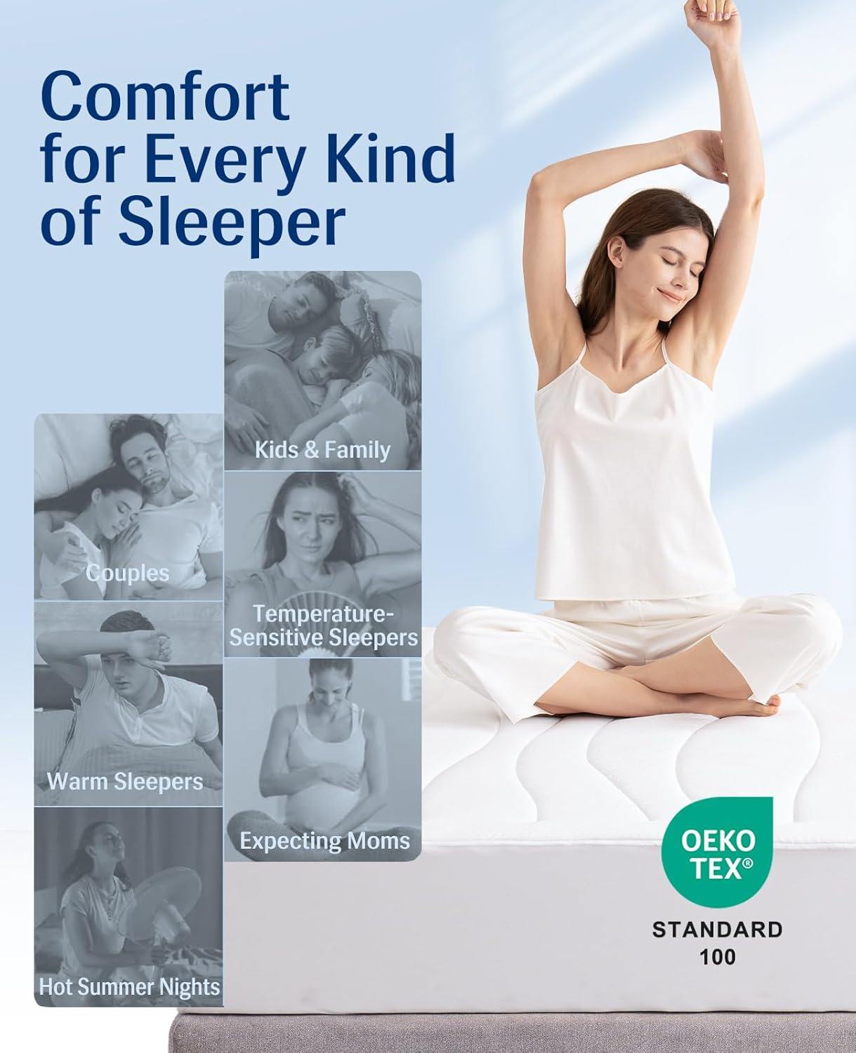 Elegear Cooling Mattress Pad King, Upgraded Arc-Chill® 3.0 + PCM Cooling Washable Mattress Protector for Hot Sleepers, White