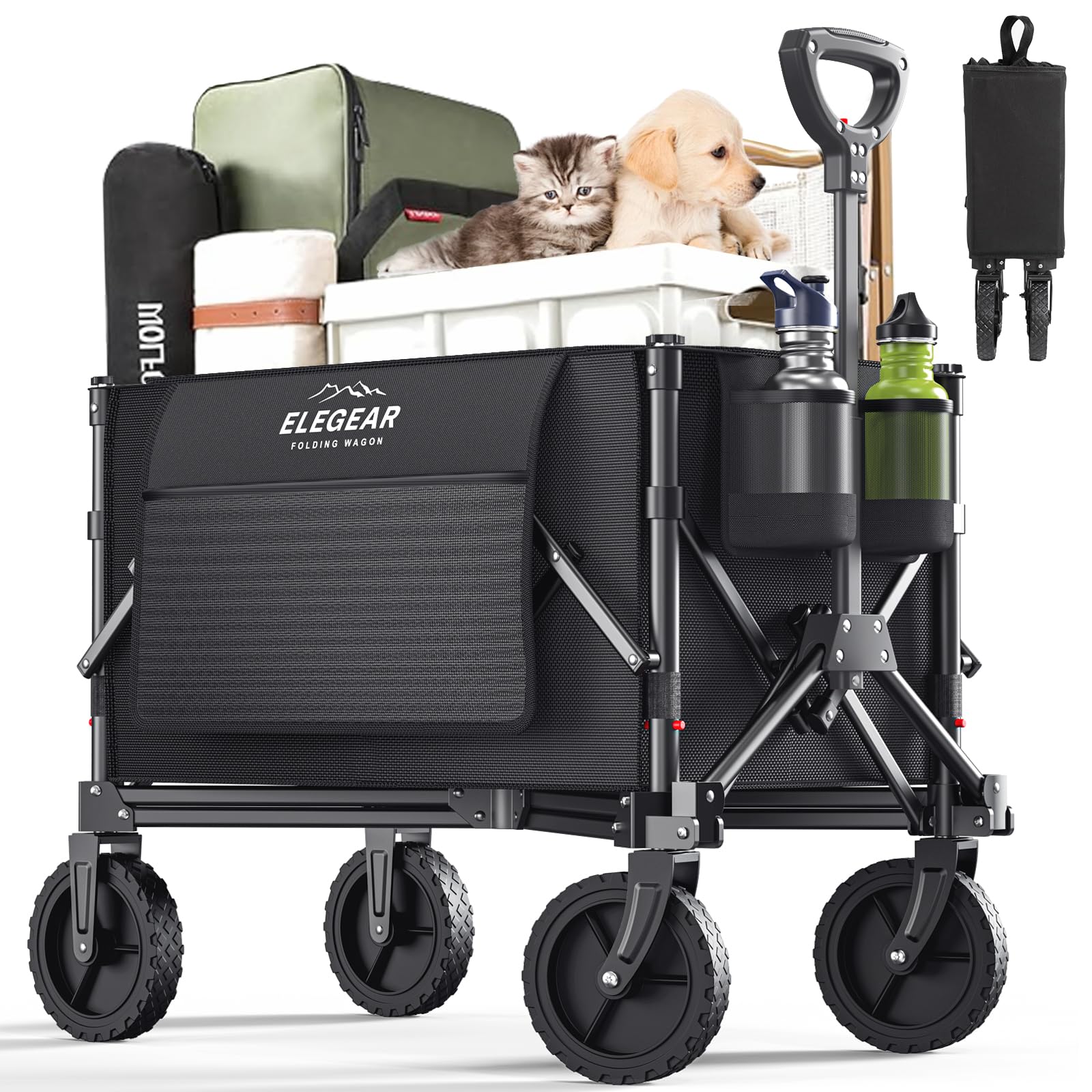 Folding Collapsible Heavy Duty Wagon, 220LBS For Sports Camping Shopping