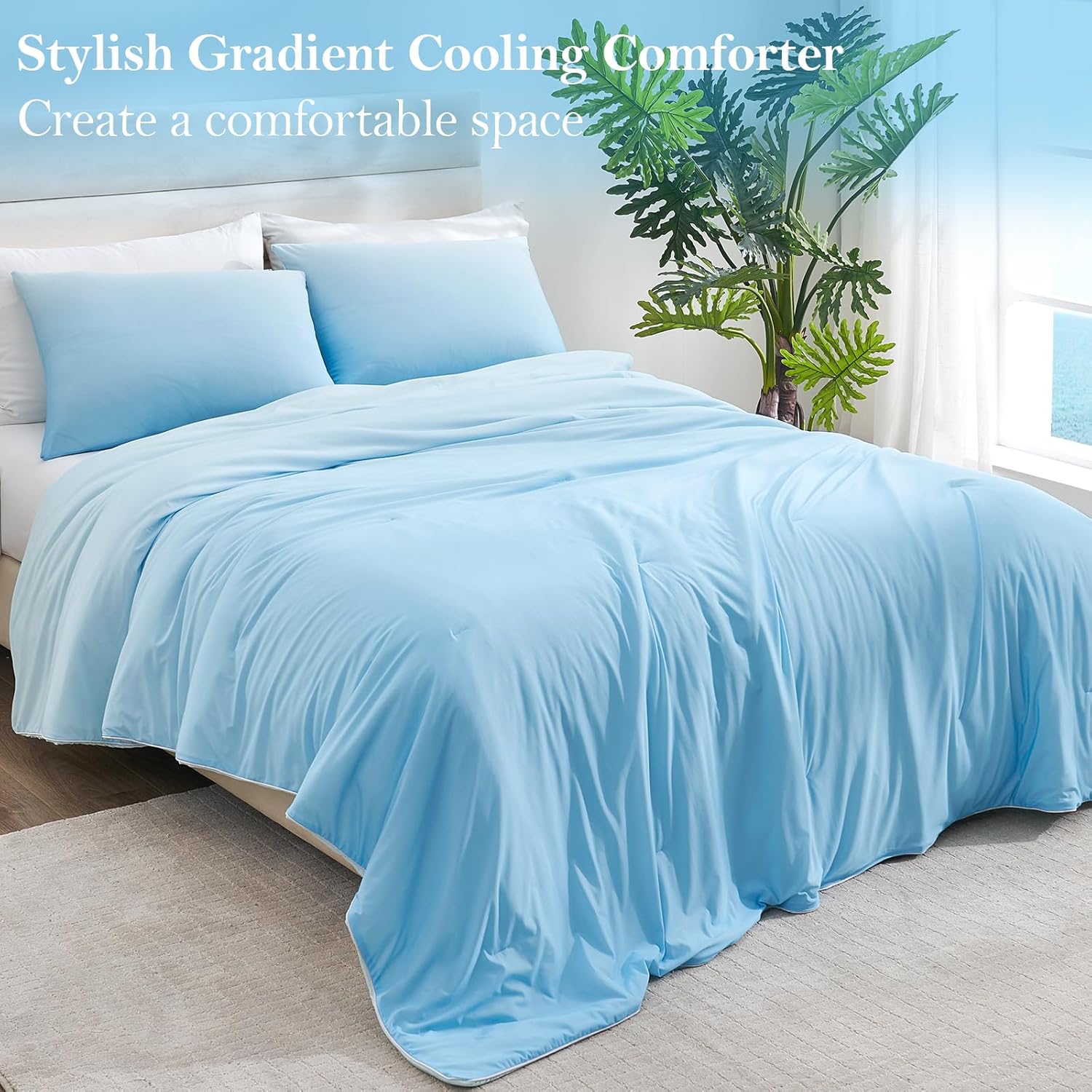 Elegear Arc-Chill Cooling Comforter, Q-Max > 0.5, Breathable & Soft, Gradient Blue