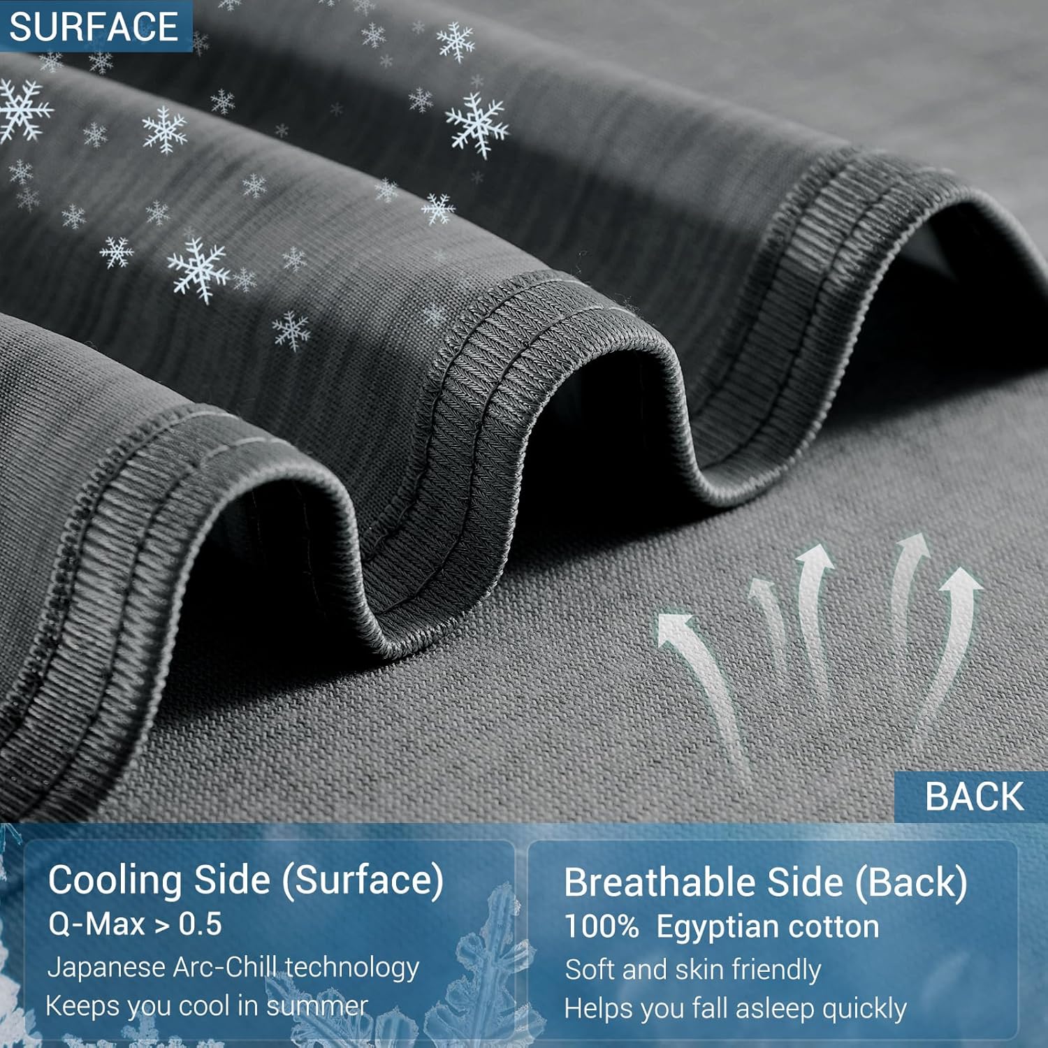 Elegear Black Cooling Blanket – Arc-Chill 3.0, Q-Max>0.5, Multi-Size Options