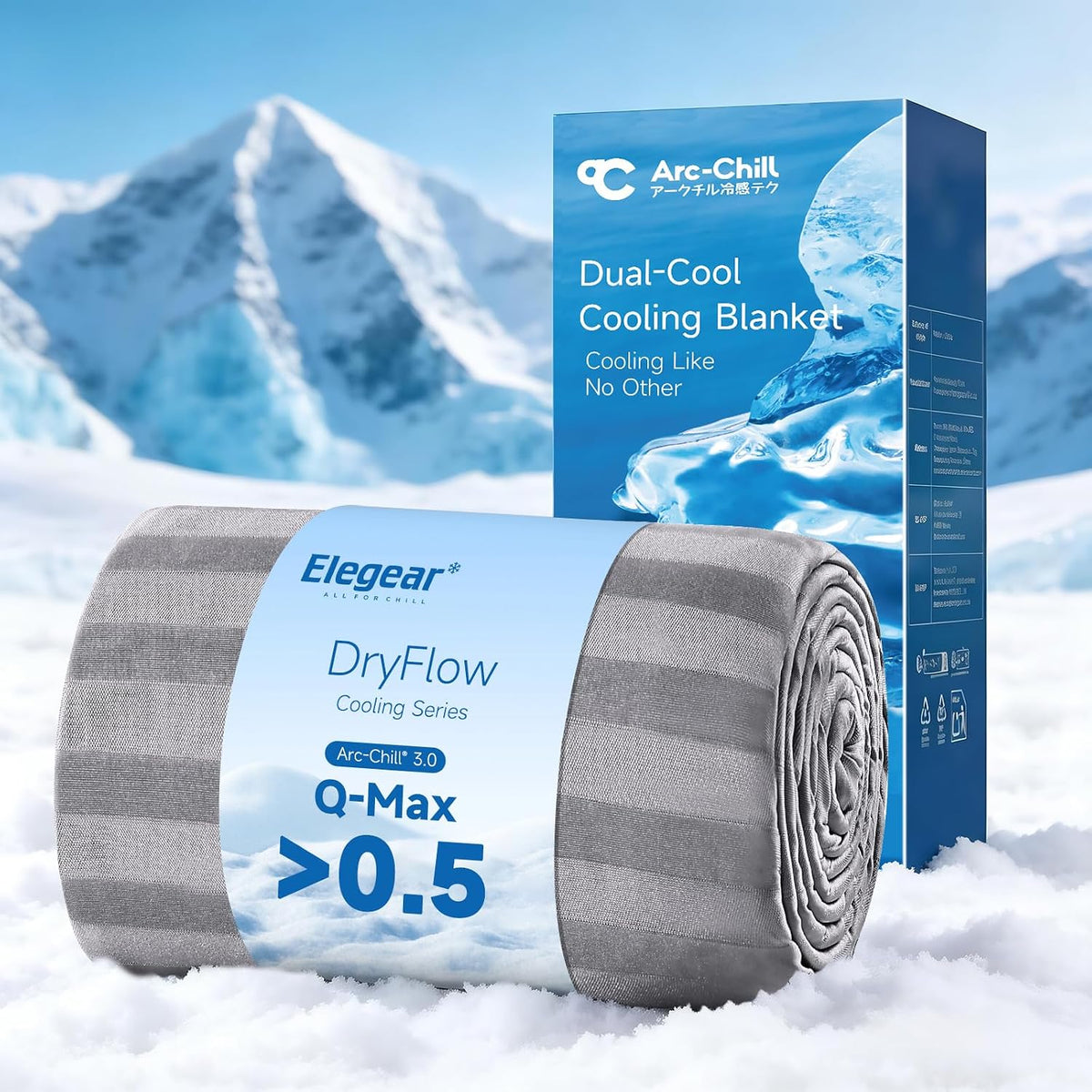 Arc-Chill® Cooling Fabric Q-max>0.5 Double-Sided Summer Blanket of Dark Grey