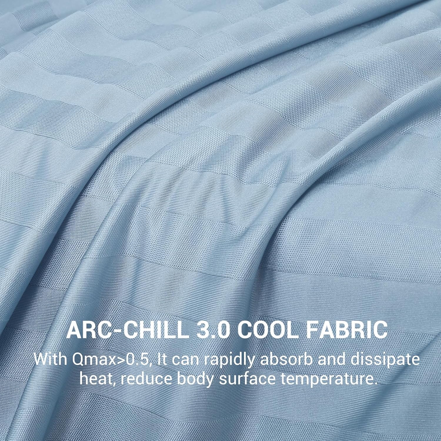 Arc-Chill Cooling Fabric Q-max>0.5 Double-Sided Summer Blanket of Color Blue