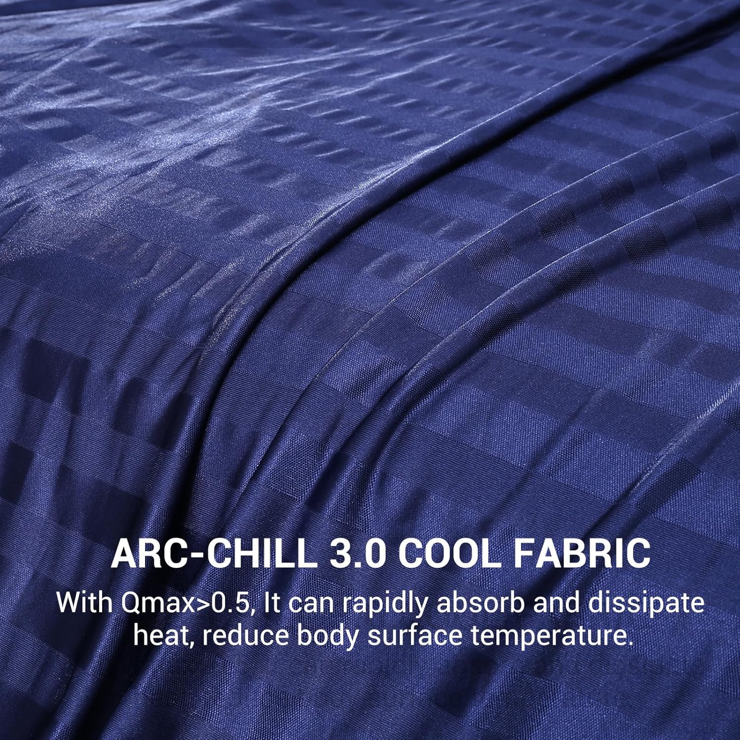 Elegear Cooling Blanket – Q-Max > 0.5, Striped & Breathable for Hot Sleepers of Navy Blue