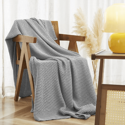 Cooling Cotton Waffle  Blanket,Lightweight Breathable Blanket from Bamboo for Hot Sleepers