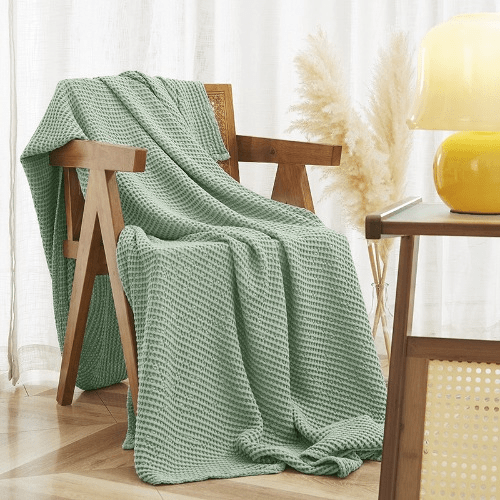 Cooling Cotton Waffle  Blanket,Lightweight Breathable Blanket from Bamboo for Hot Sleepers