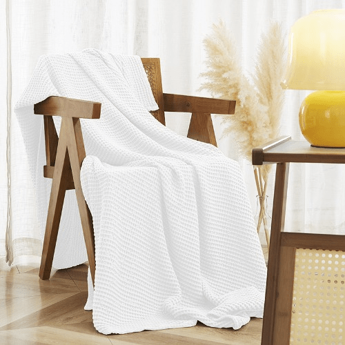 Cooling Cotton Waffle  Blanket,Lightweight Breathable Blanket from Bamboo for Hot Sleepers