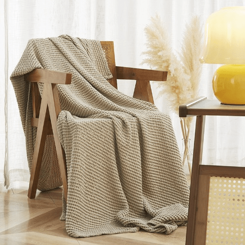Cooling Cotton Waffle  Blanket,Lightweight Breathable Blanket from Bamboo for Hot Sleepers