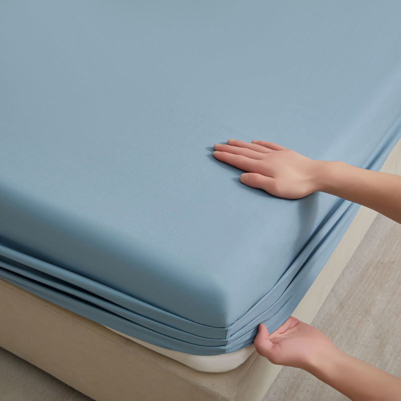 Bedding Set – Solid Color Fitted Sheet & 2 Pillowcases, Full-Cover Mattress Protector for Single Beds & Dorms