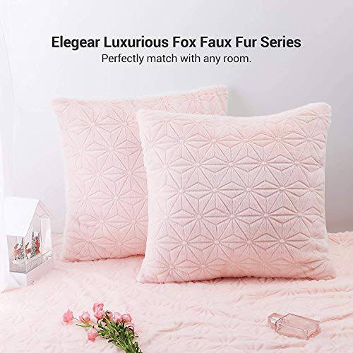 Elegear Set of 2 Pink Cushion Covers, Super Soft Sofa Cushions with Hidden Zipper