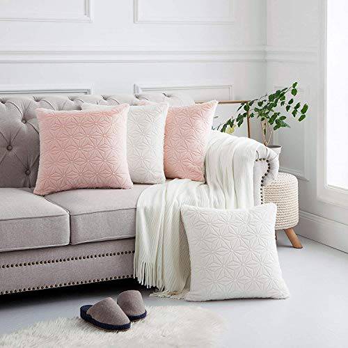 Elegear Set of 2 Pink Cushion Covers, Super Soft Sofa Cushions with Hidden Zipper