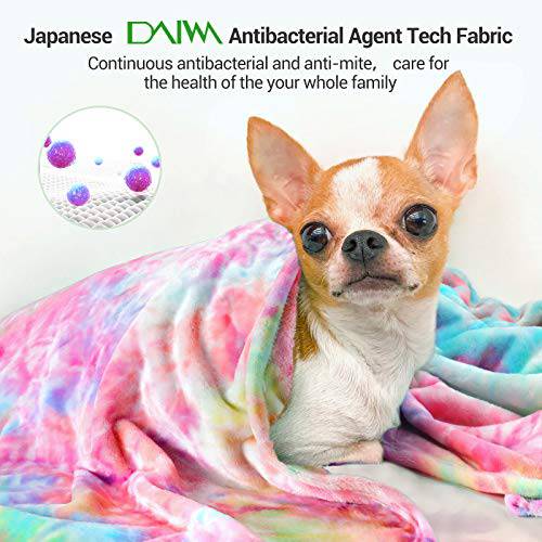 Heatwarm +2℃ Tie-dye Super Soft Flannel Blankets - Rainbow Purple (2 SIZE)