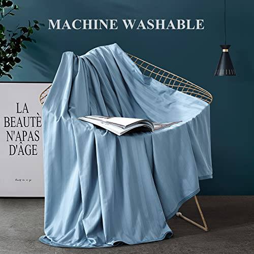 Arc-Chill® Cooling Fabric Q-max>0.5 Double-Sided Summer Blanket of Color Blue