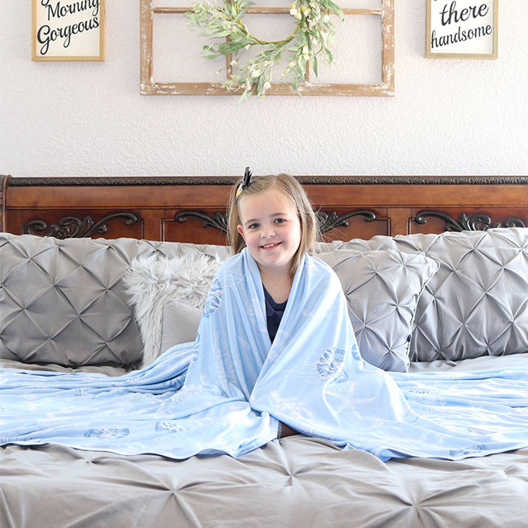 Elegear Marine Print Cooling Blanket – Q-Max > 0.5, Ultra-Soft & Breathable for Summer